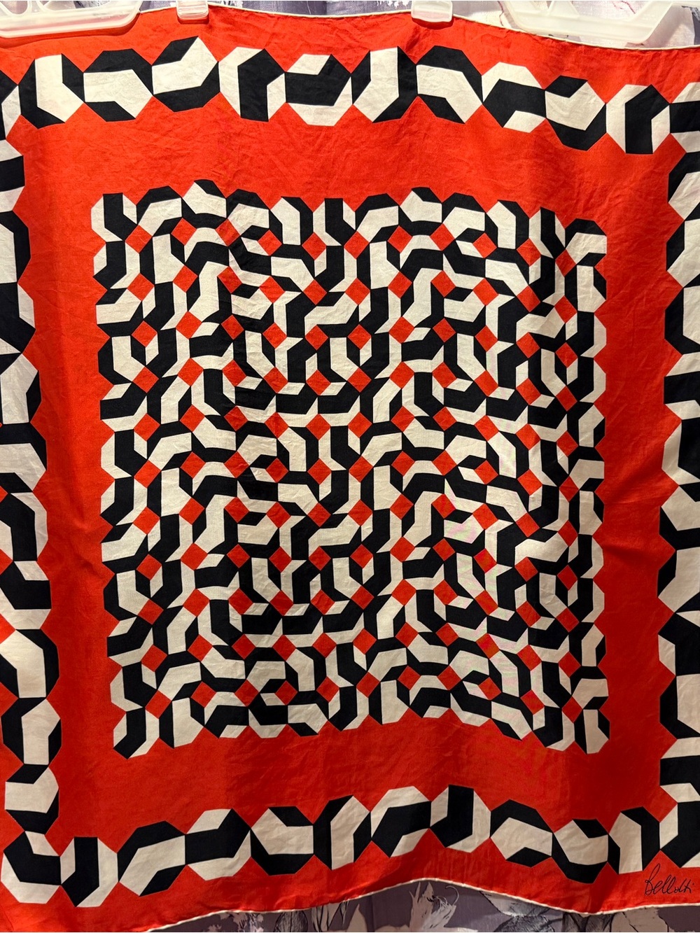 Red Geometric Black & White Decorative Throw Blanket